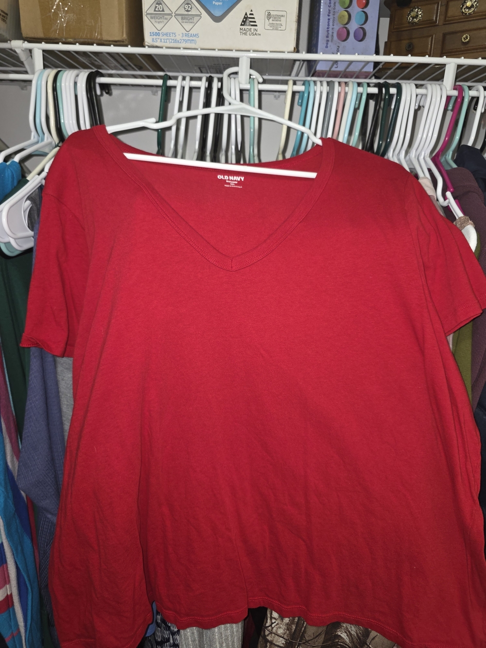 Old Navy Women's Bright Red V-Neck Short Sleeve Tee